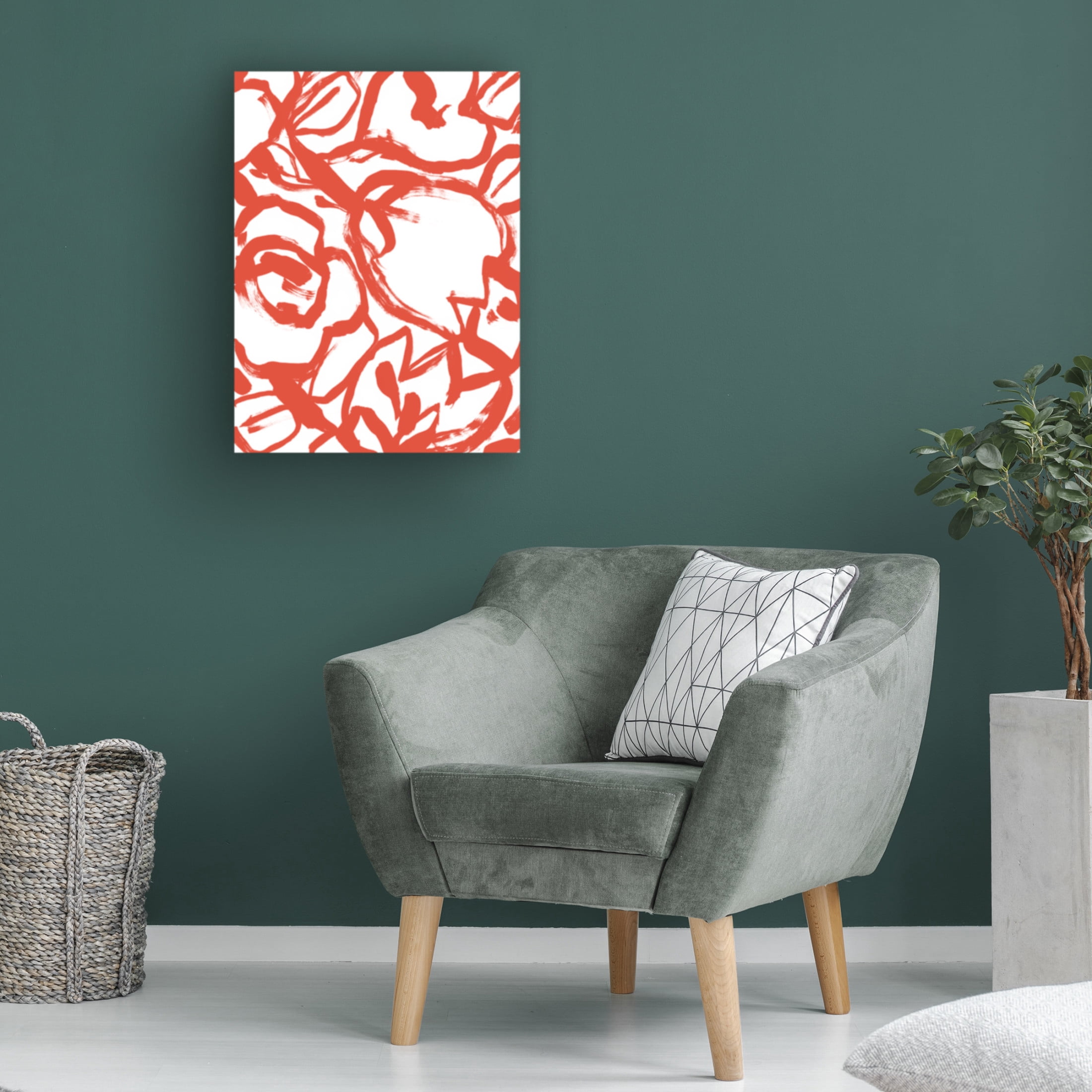 Trademark Fine Art June Erica Vess Red Brush Floral II Canvas Wall Art