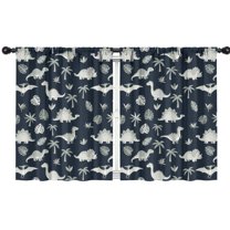 Blackout Kids Curtains,Gray Dinosaurs Exotic Leaves Childrens Insulated Curtains Set Of 2,Bedroom Essentials,Toddler Room Decor 42"x54"