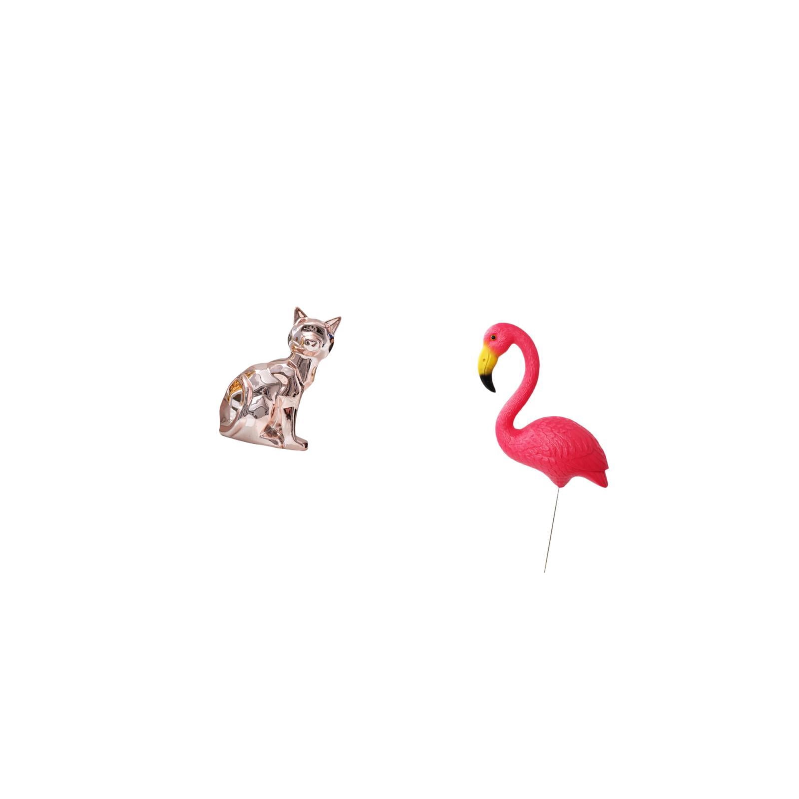 CoudarTitie Cat Bird Statue Decorative Figurine Animal Sculpture Art Craft Ornament for Fireplace Yard Art Ornament Backyard Fairy Garden Accessories Flamingo Garden Stake Sculpture for Holiday