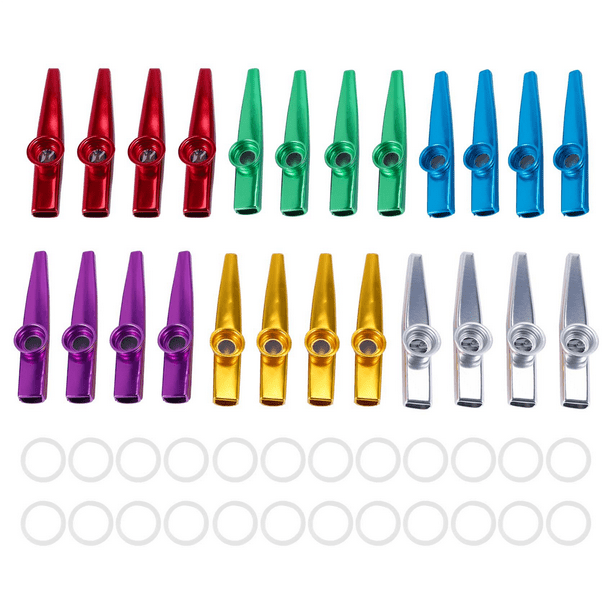 24-pack Metal Kazoos With 24 Pcs Kazoo Flute Diaphragms 6 Colors,good For  Ukulele, Violin, Guitar