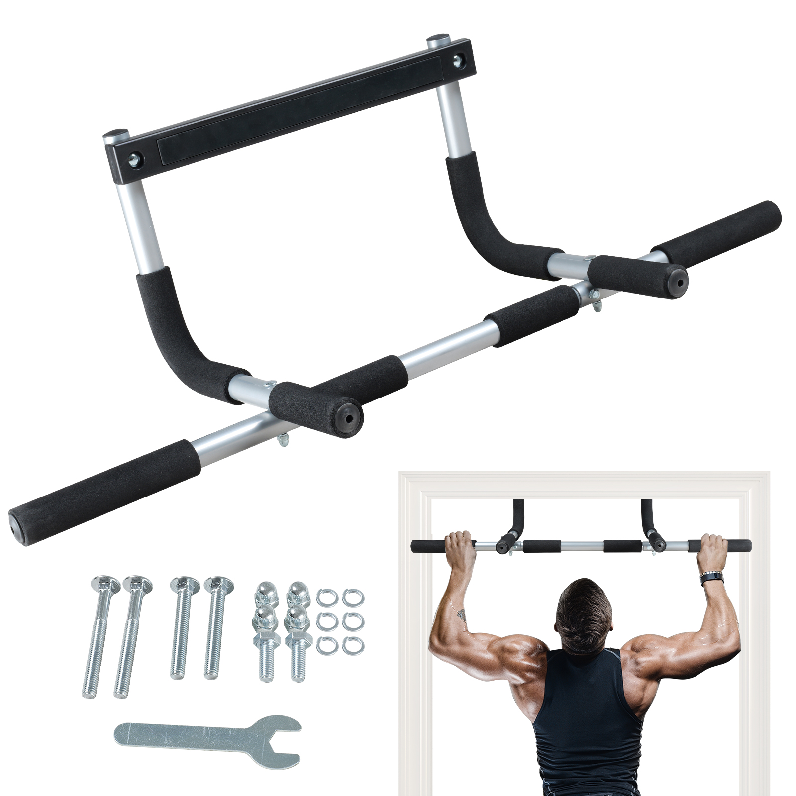 Leikefitness Doorway pull-up bar, adjustable portable upper body fitness workout for home gyms