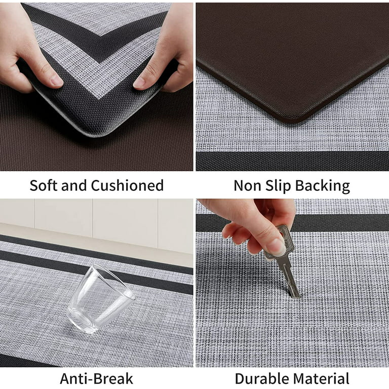 Anti Fatigue Kitchen Floor Mat 2 PCS, 1/2 Inch Thick Comfort Cushioned  Standing Mat Set, Non Skid Kitchen Rugs and Mats Waterproof PVC Memory Kitchen  Mats for F… in 2023