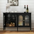 thumbnail image 6 of CBJCBJ 47.6" Storage Cabinets with 4 Arched Glass Doors, Side Board Buffet Cabinet for Living Room, Black, 6 of 8