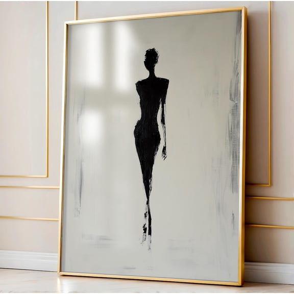 Abstract Black Line Art Print Modern Female Silhouette Wall Decor, Unframed Paper Poster 8x10in