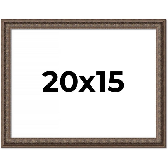 20x15 Ornate Brown Real Wood Picture Frame Width 1.5 Inches | Interior Frame Depth 0.5 Inches |