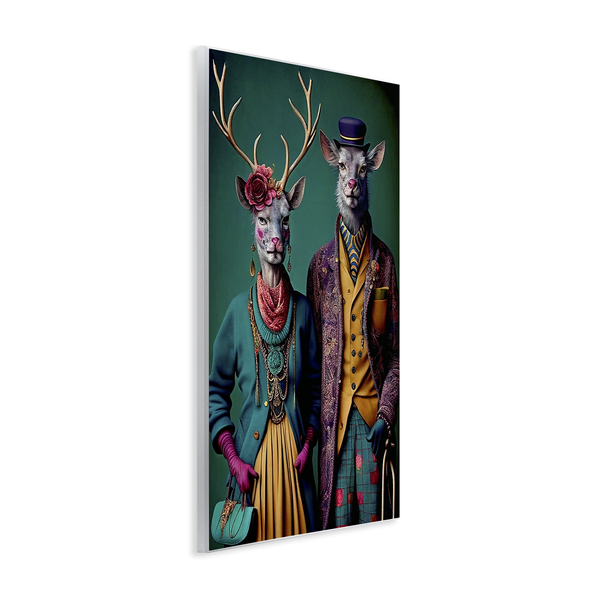 Stupell Industries Deer in Historic Clothes Novelty Painting Unframed Art Print Wall Art, 13 x 19