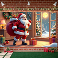 thumbnail image 5 of Santa Claus Theme Christmas Banner Red Green Color Xmas Backdrop Gift Decorated Snowy Scene Holiday Background for Christmas Party Home Decoration Photo Shoot, 5 of 9