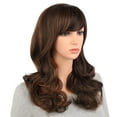 thumbnail image 2 of Onedor Full Head Beautiful Long Curly Wave Stunning Wig Charming Curly Costume Wigs with Fringe (Brown Highlights-8HT1439), 2 of 7