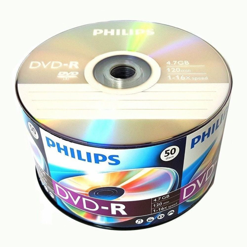 50 Pack Philips Blank DVD-R DVDR - Walmart.com