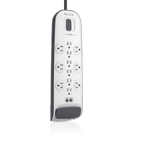 Belkin Dual Port - Belkin 12-Outlet Surge Protector with Ethernet and Dual RJ11 Ports (8', White)