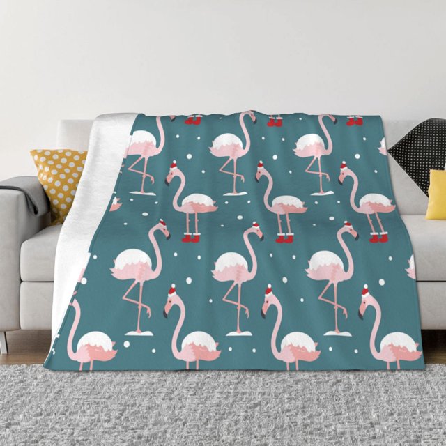 Fotbe Flamingo Manta de Franela con Estampado, Manta Ultrasuave para Cama, Sofá, Auto, Hipoalergénica y Antibolitas-40"x30"