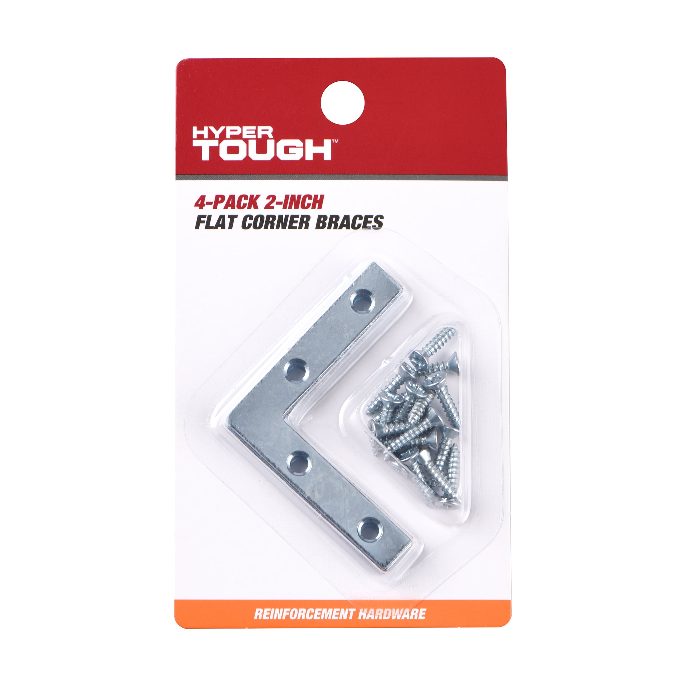 (3 pack) Hyper Tough 2 inch. x 2 inch. Flat Corner Brace, Steel, Zinc Plated (4 Pack)