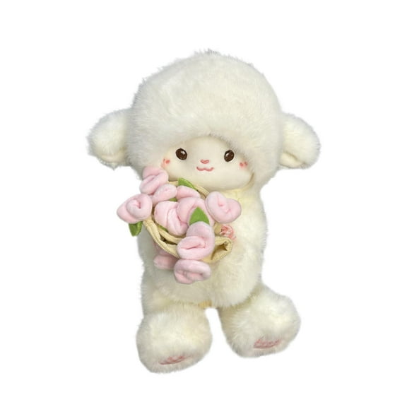 JWQFBC Plush Sheep Home Decor Figurine Cute Stuffed Animal Collectible for Your Friends Pink