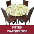 thumbnail image 3 of Nature Round Fitted Tablecloth,Exotic Lemon Tree Branches Kitchen Garden Design Elastic Edged Kitchen Dining Polyester Table Cover, Fits Round Table 24" Diameter, for Wedding Party Dining Banquet, 3 of 6