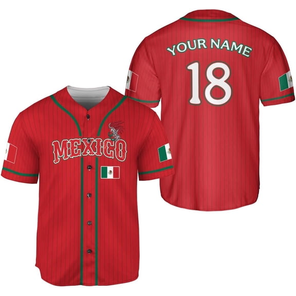 Mostprints Custom Mexico Baseball Jerseys Mexican Eagle & Flag Shirt for Teams, Mexico Shirts for Men & Women Size S-5XL (S)