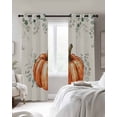 thumbnail image 2 of Thanksgiving Blackout Curtains 96 Inch Length 2 Panels Set, Fall Orange Pumpkin Eucalyptus Leaves Full Shading Curtains for Windows, Blackout Curtains for Bedroom Living Room 52"x96", 2 of 8