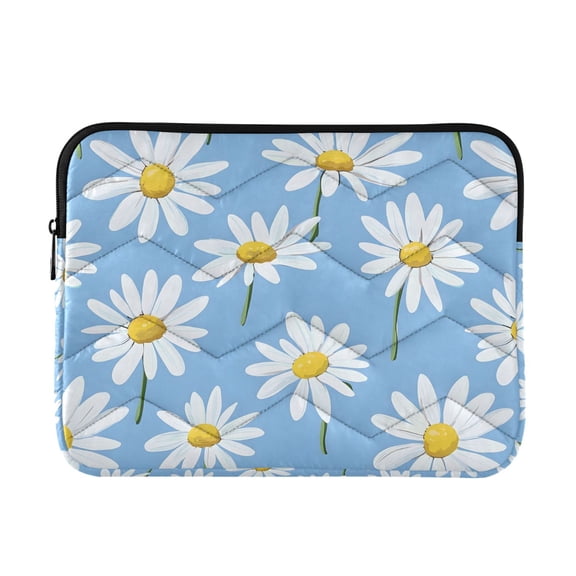 DIXRUYEE Multi-Layer Padded White Daisy Laptop Sleeve Waterproof Shock Resistant Notebook Case for 13/14/15/16 Inch Laptops Office Slim Portable Computer Pouch