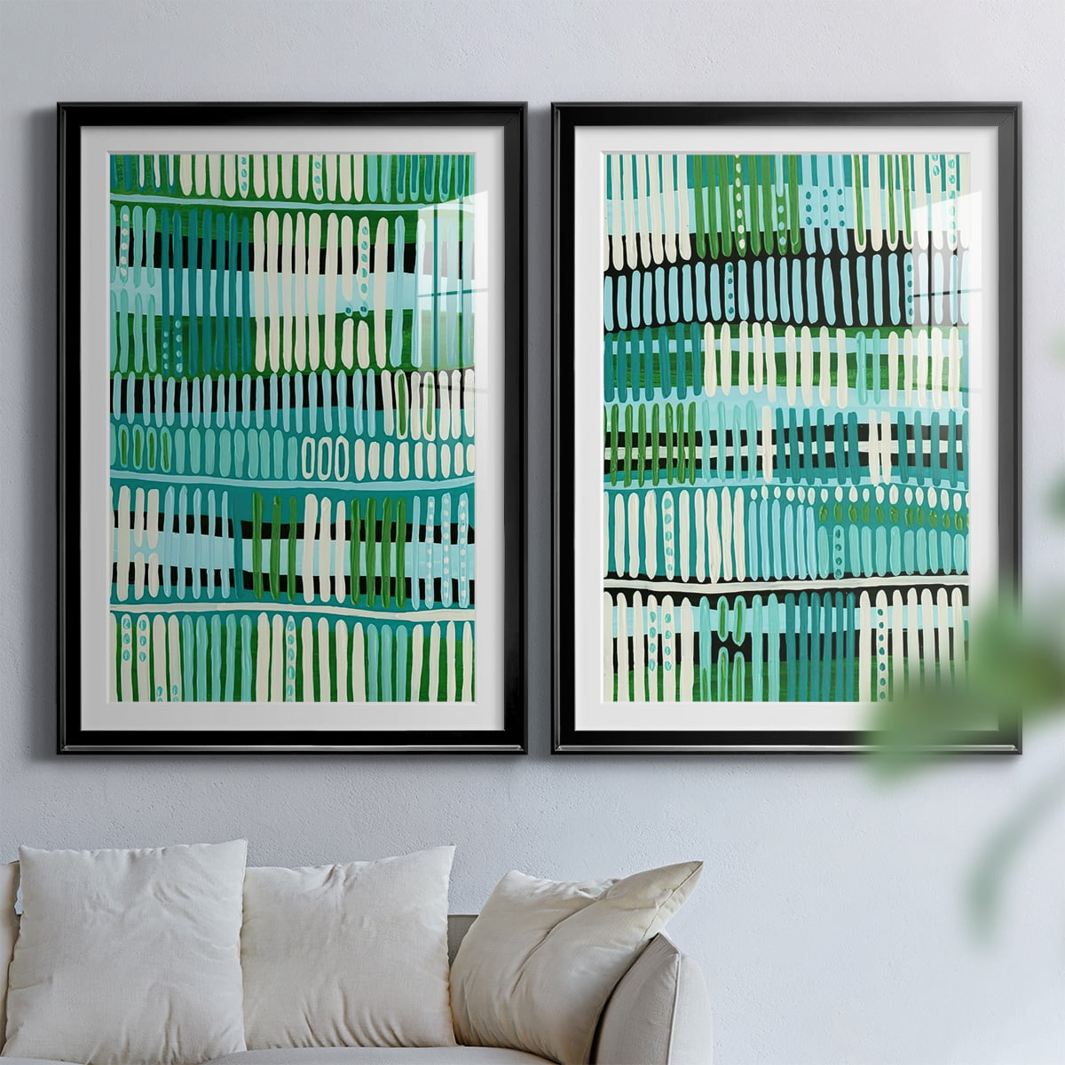 Wexford Home Teal Pattern I Premium Framed Print, 30.5" x 42.5" - Ready to Hang, Black (Set of 2)