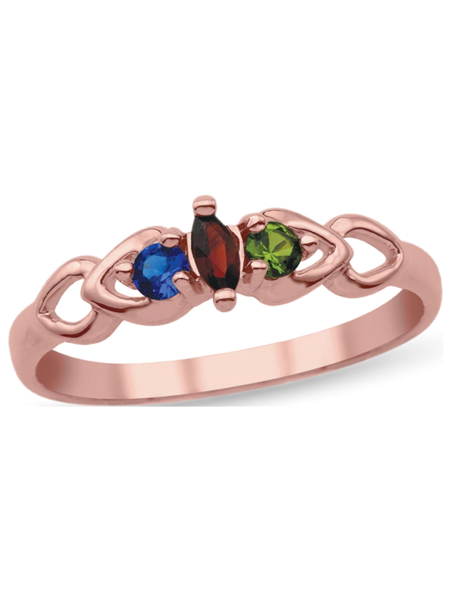 Personalized Daughter's Heart Design Birthstone Ring in 14K Gold by Jewlster