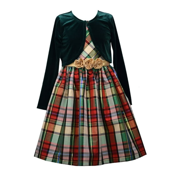 Bonnie Jean Little Girls' 4-6X Holiday Cardigan Dress Set - Green Holiday Party Dress 4 Years Green