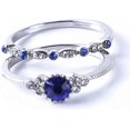 thumbnail image 1 of Women Artificial Zircon Ring Two-Piece Ring Inlaid Rhinestones Birthday Size 6-10 (Blue, Size 10), 1 of 4