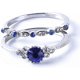 thumbnail image 1 of Anillo de circonita artificial para mujer, dos piezas con incrustaciones de diamantes de imitación, tallas de cumpleaños 6-10 (azul, talla 8), 1 of 5