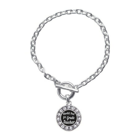 World's Best 1st Grade Teacher Circle Charm Braided Toggle (Best Dressed First Ladies Of The World)
