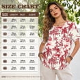 thumbnail image 7 of Xoenoiee Red Toile De Jouy Palm Tree Print Women's Shirt Tunic Top, Round Neck Shirts Short Sleeve Linen Like Blouse Button Decor Dressy Loose Fit Pullover Top for Outdoor Vacation, 2XL, 7 of 7