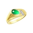 thumbnail image 3 of RYLOS Men's Rings Yellow Gold Plated Silver Ring - Timeless Pear Shape Cabochone Gemstone & Diamonds - Tear Drop Cabochon EMERALD Rings For Men  Size 10, 3 of 6