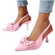 thumbnail image 5 of Correas de Tacón para Tacones Altos de Satén Punteado Pie Slingbacks, Tacones Altos de las Mujeres Abrir la Espalda Color Sólido, 5 of 6