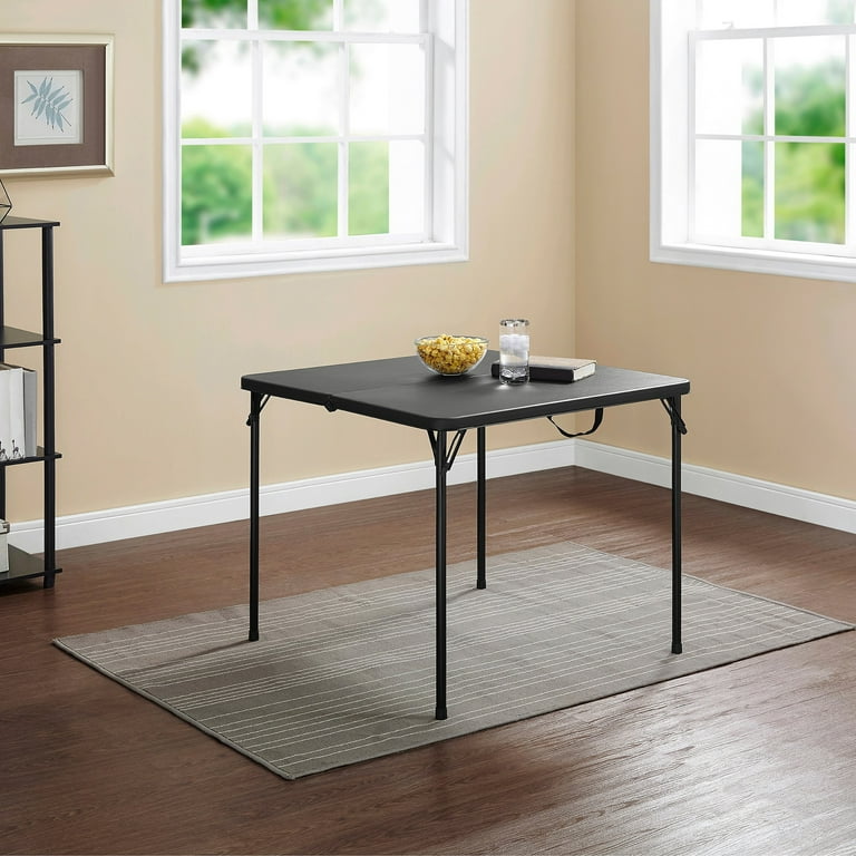 Mainstays 34 Square Resin Fold in Half Table Rich Black