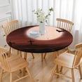 thumbnail image 3 of Fitted Halloween Table Cover for 44 Inch Round Table - Pumpkin Spooky Design Elastic Edge Washable Party Dining Decor, 3 of 6