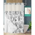 thumbnail image 2 of No Hook Shower Curtain with Snap in Liner, Summer Grey Starfish Jellyfish Seashell Seaweed Hotel Shower Curtains for Bathroom, Washable Shower Curtain Liner Set with Mesh Top Window, 72"x72", 2 of 6