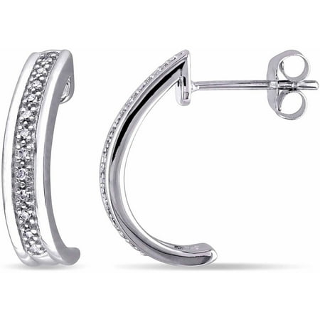 Miabella Diamond-Accent 10kt White Gold Crescent Stud Earrings