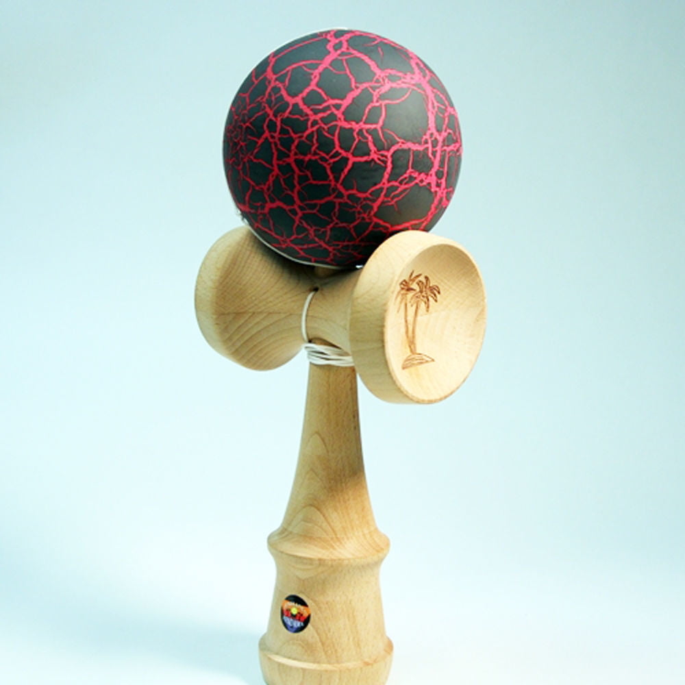 Full Crackle Red On Black Kendama Free Shipping Extra String 