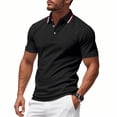 thumbnail image 2 of FOPSUFGWFO Men Polo Shirts Casual Breathable Short Sleeve Golf Shorts With Pocket Classic Fit Soft Daily Wear Blouses For Male Sports Hiking Black L, 2 of 3
