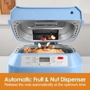 Kitchen in the Box 2lb Bread Maker with Auto Fruit Nut Dispenser, 12-in-1 Gluten-Free Bread Machine, 13H Delay Timer,, Baby Blue