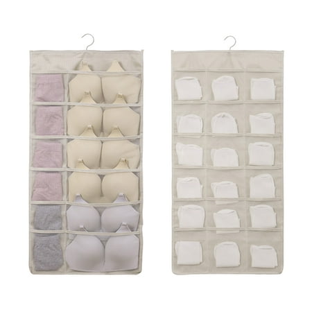 

YeccYuly Closet Hanging Organizer with Mesh Pockets & Rotating Metal Hanger Dual Sided Wall Shelf Wardrobe Storage Bags Oxford Cloth Space Saver Bag for Bra Underwear Underpants Socks
