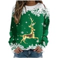 thumbnail image 1 of VBARHMQRT Sweat à Capuche Noir pour Femmes Décontracté Grand Cerf Doré Flocon de Neige Imprimé de Noël Col Rond Manches Longues Léger, 1 of 3