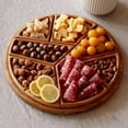 thumbnail image 4 of Wood Puzzle Serving Tray | 8 Removable Compartments Divided Cheese Meat Snack Platter | Premium Wooden Craft Coffee Table Organizer | Party Entertaining Home Kitchen Décor | 9.8 x 9.8 in, 4 of 8