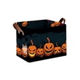 thumbnail image 2 of Kuokaa Halloween Large Collapsible Storage Baskets, Black Pumpkin Face Pattern, 14.96 x 10.24 x 9.84 in Foldable Fabric Organizer with Handles for Clothes Toys Closet, 2 of 6