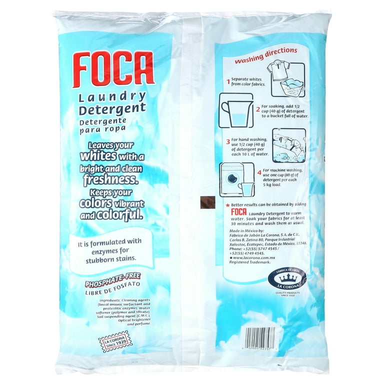 (3 pack) Foca Laundry Detergent, Household Use, All Ages, Biodegradable & Phosphate-Free, Powder Detergent with Anionic Surfactant 70.54 oz