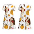 thumbnail image 3 of Bixox Robe d'Été à Manches Courtes pour Femmes Robe Ample Longueur Genou avec Poches-Joyeux l'Action de Grâce, 3 of 7