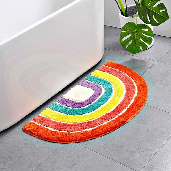Ukeler Bath Rugs Soft & Absorbent Cartoon Rainbow Polyester Bath Rug