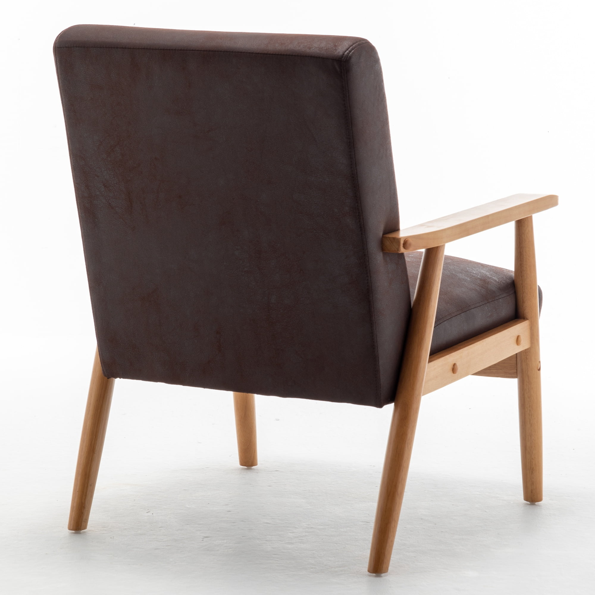MOONMISS Mid-Century Modern Arm Chair,Classic Vintage Open-Framed Accent Chair,Dark Brown