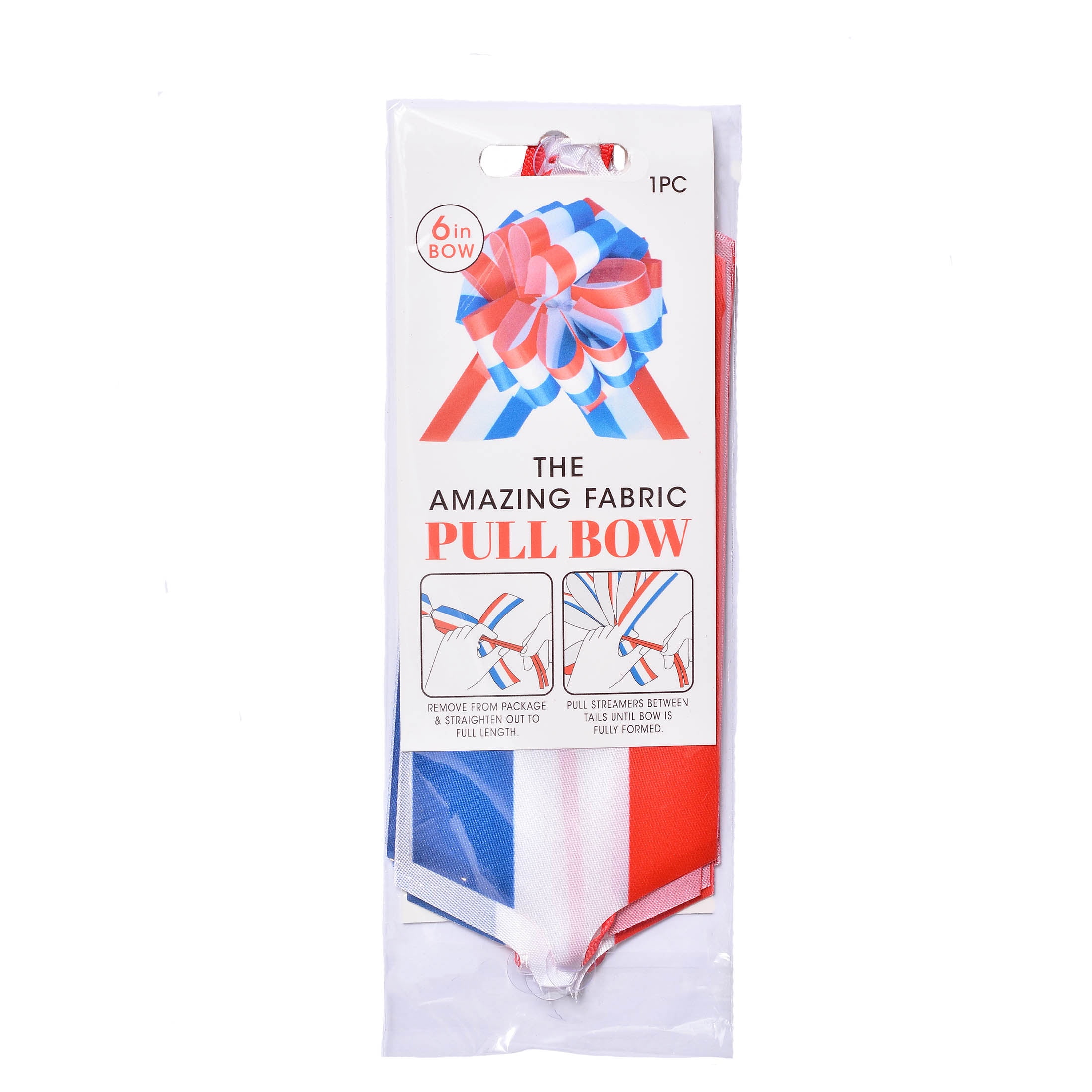 Gwen Studios 6 Inch Patriotic Pull Bows, 12 Count, Red, White & Blue Striped