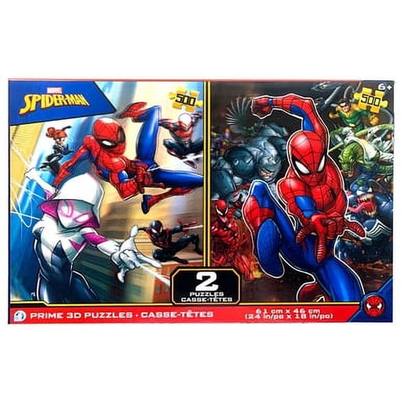 Twin Pack (2 x 500-Piece) Marvel Spider-Man Lenticular 3D Puzzles