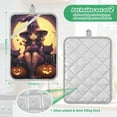 thumbnail image 3 of Witch Black Cat and Pumpkin Oven Mitts Pot Holders 2 pcs Heat Resistant for Kitchen Baking Grilling, 3 of 7