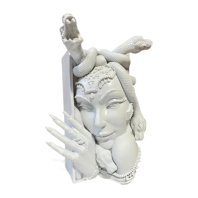 Snake Women Face Bookend Medusa Head Book Nooks de arte de servicio pesado, suministro decorativo, adorno de resina para de gabinetes