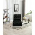 thumbnail image 2 of Leisure Chaise Lounge Chair with Throw Pillow Velvet Upholstered Concubine Sofa with Acrylic Feet Armless Chaise Couch Accent Sofa for Living Room Bedroom Office, Black, 2 of 9